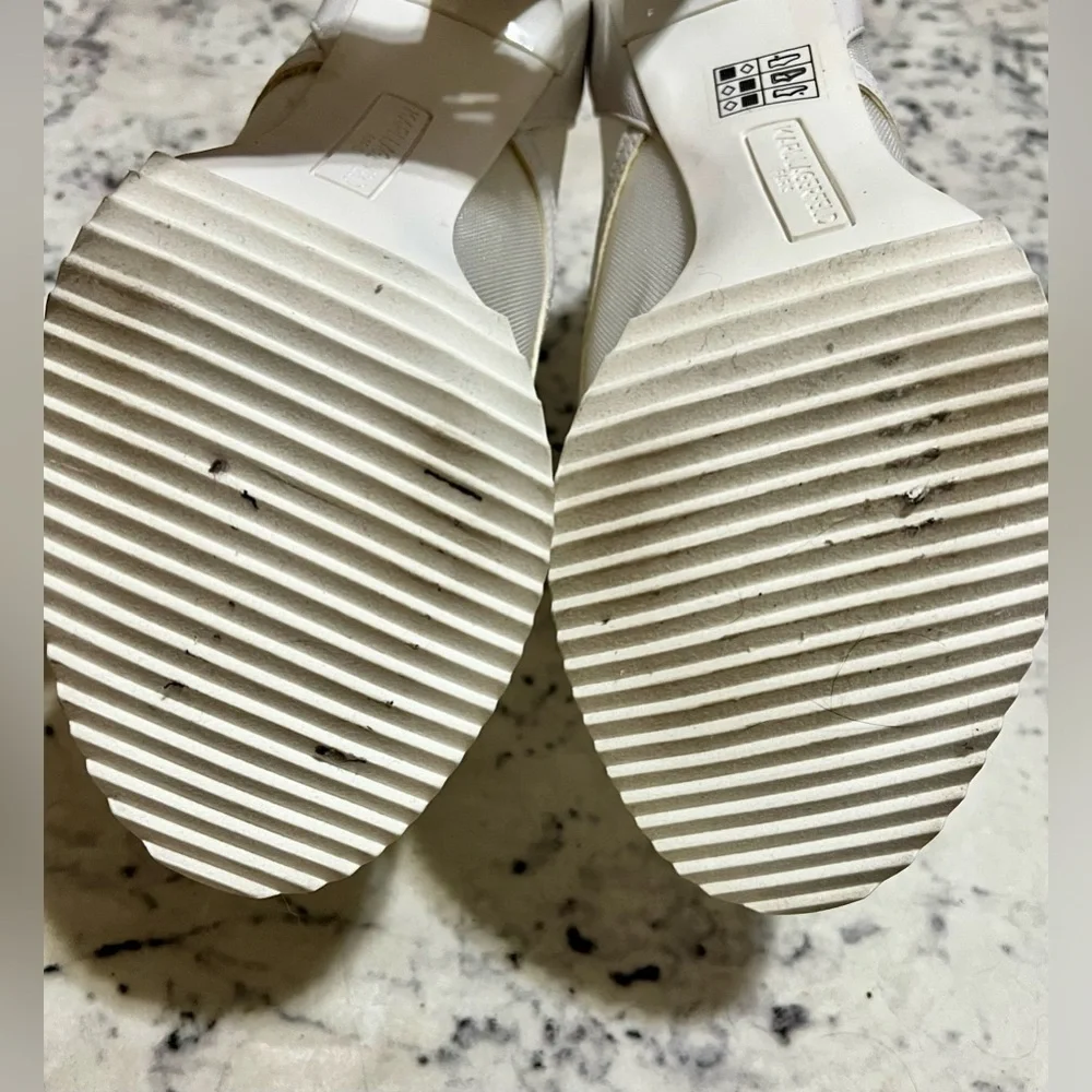 Women’s Karl Lagerfeld Blayze Mesh Peep Toe Heel Booties -White 8.5  (w/flaws)